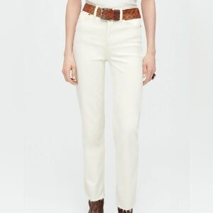 Redone Stovepipe Straight Leg Button Fly Cream Color Jeans Size 25